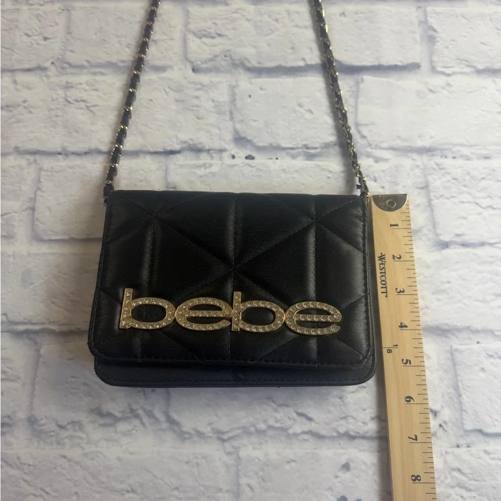 Bebe Black Quilted Crossbody Bag with Chain Strap. - Picture 4 of 9